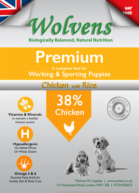Wolvens Premium Puppy Food. Chicken & Rice 15kg