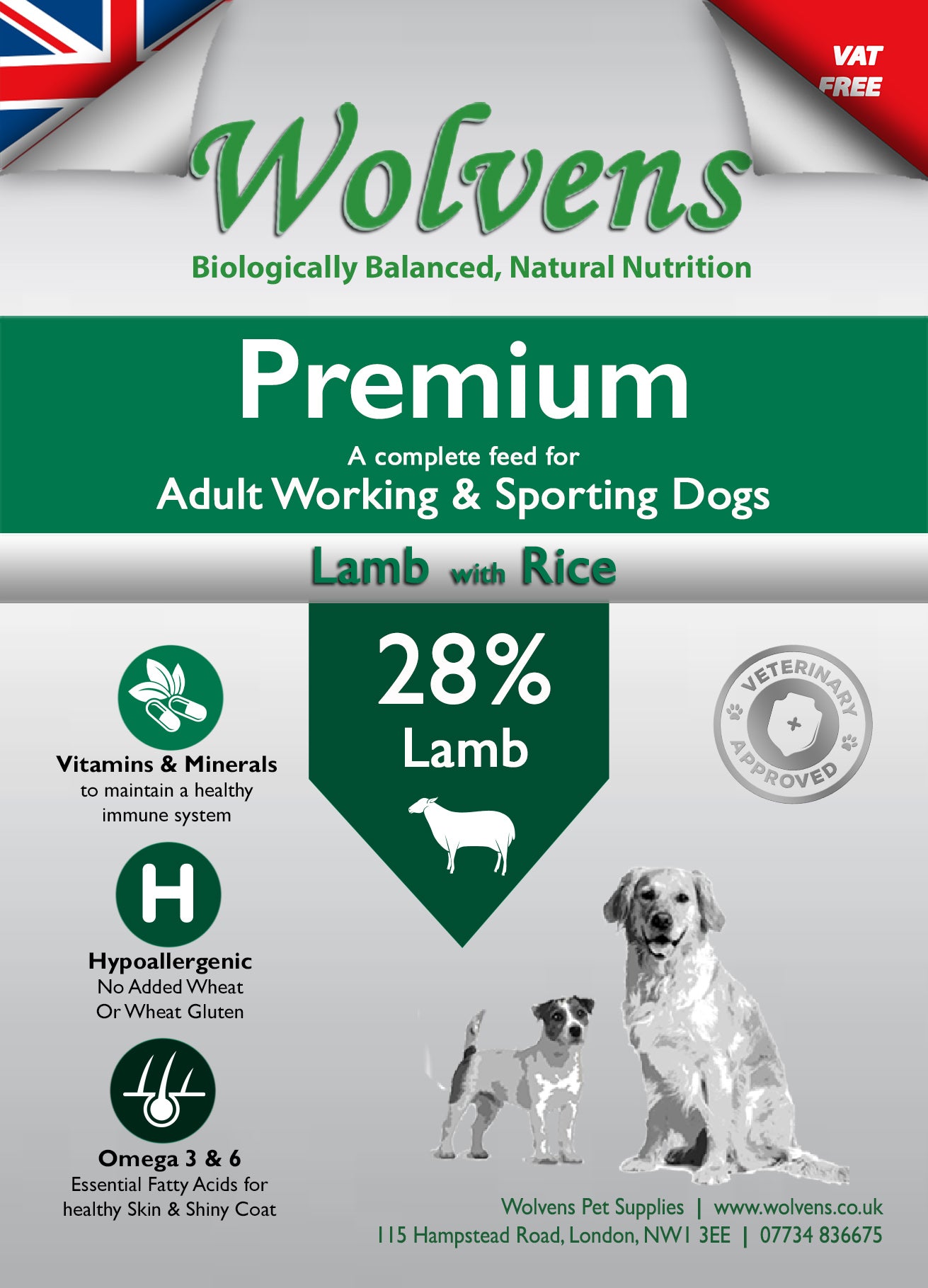 Wolvens Premium Lamb & Rice 15kg Wolvens Dog Food
