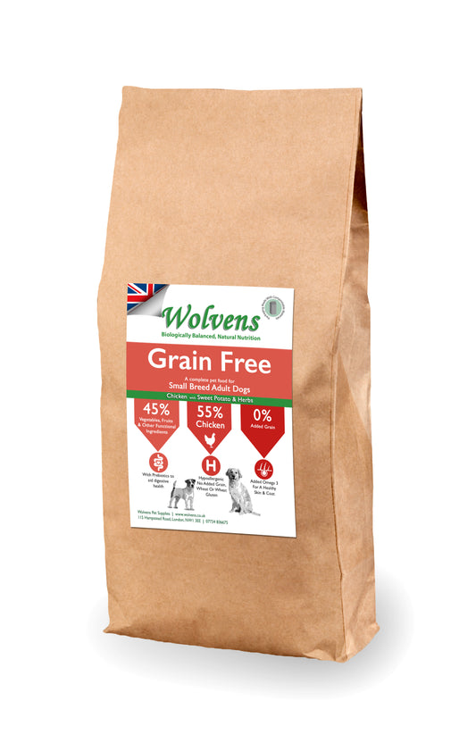 Wolvens Grain Free Adult Small Breed. Chicken with Sweet Potato & Asparagus.
