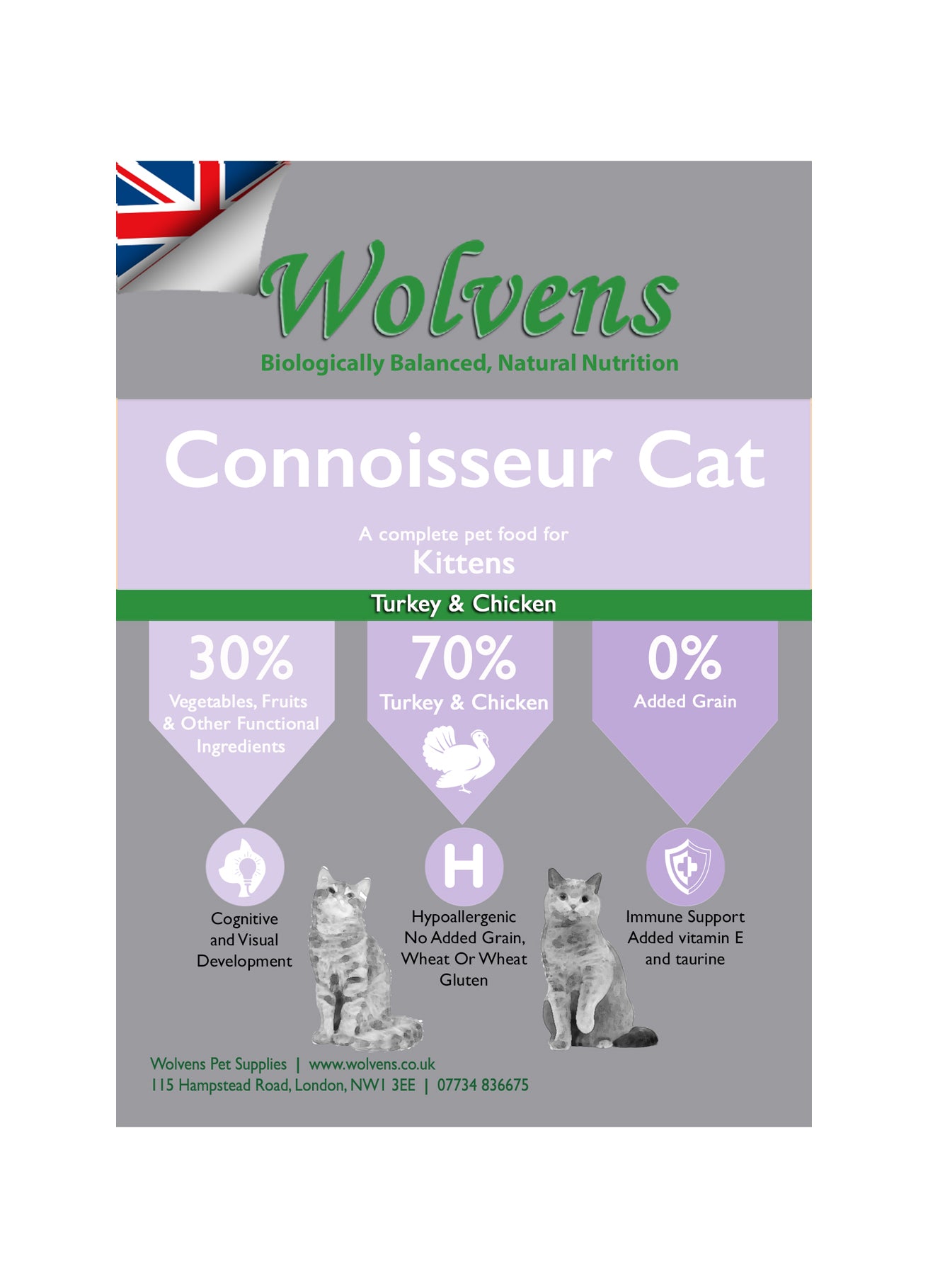 Wolvens Connoisseur Kitten.Turkey & Chicken
