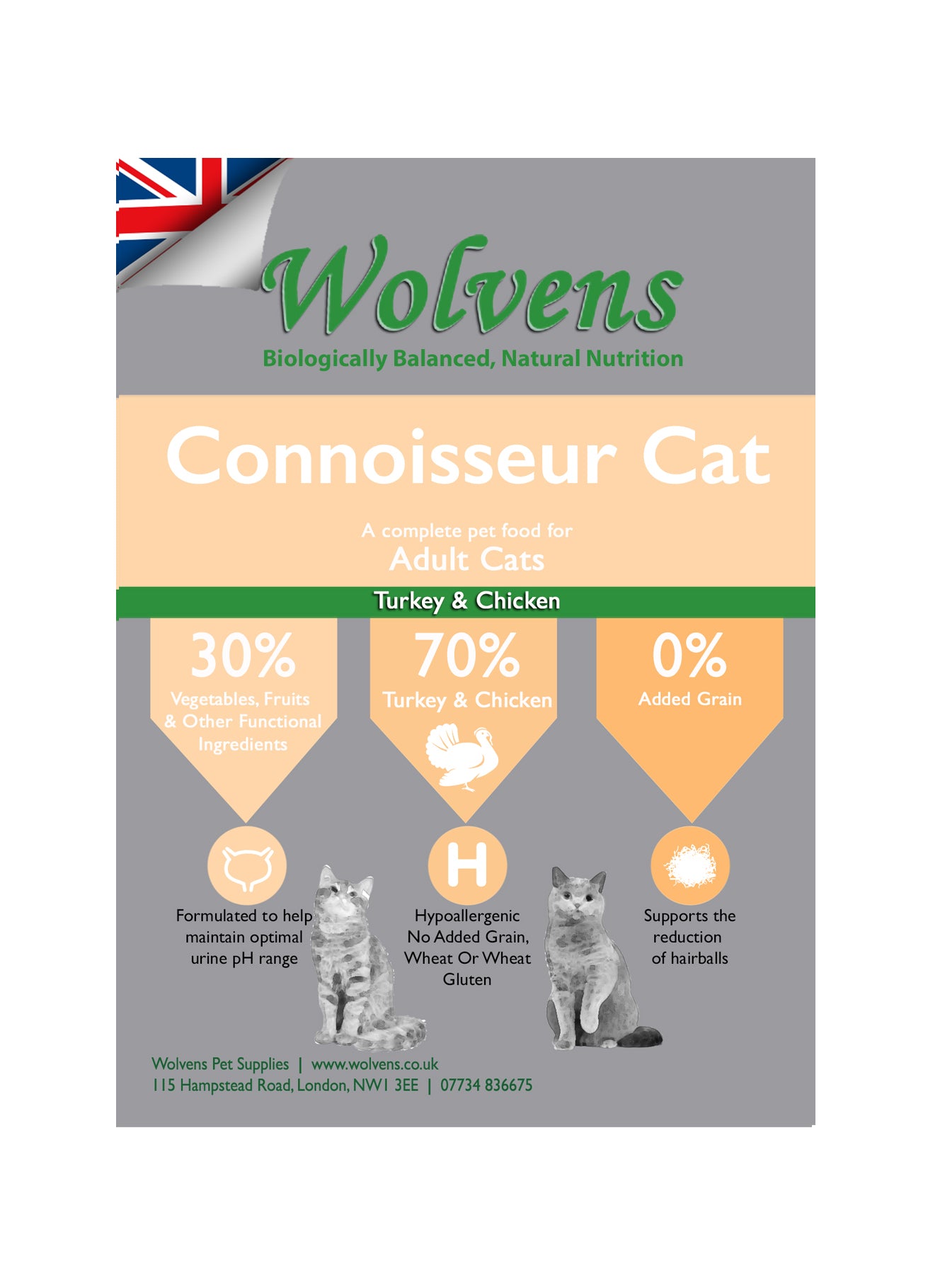 Wolvens Connoisseur for Adult Cats. Turkey & Chicken