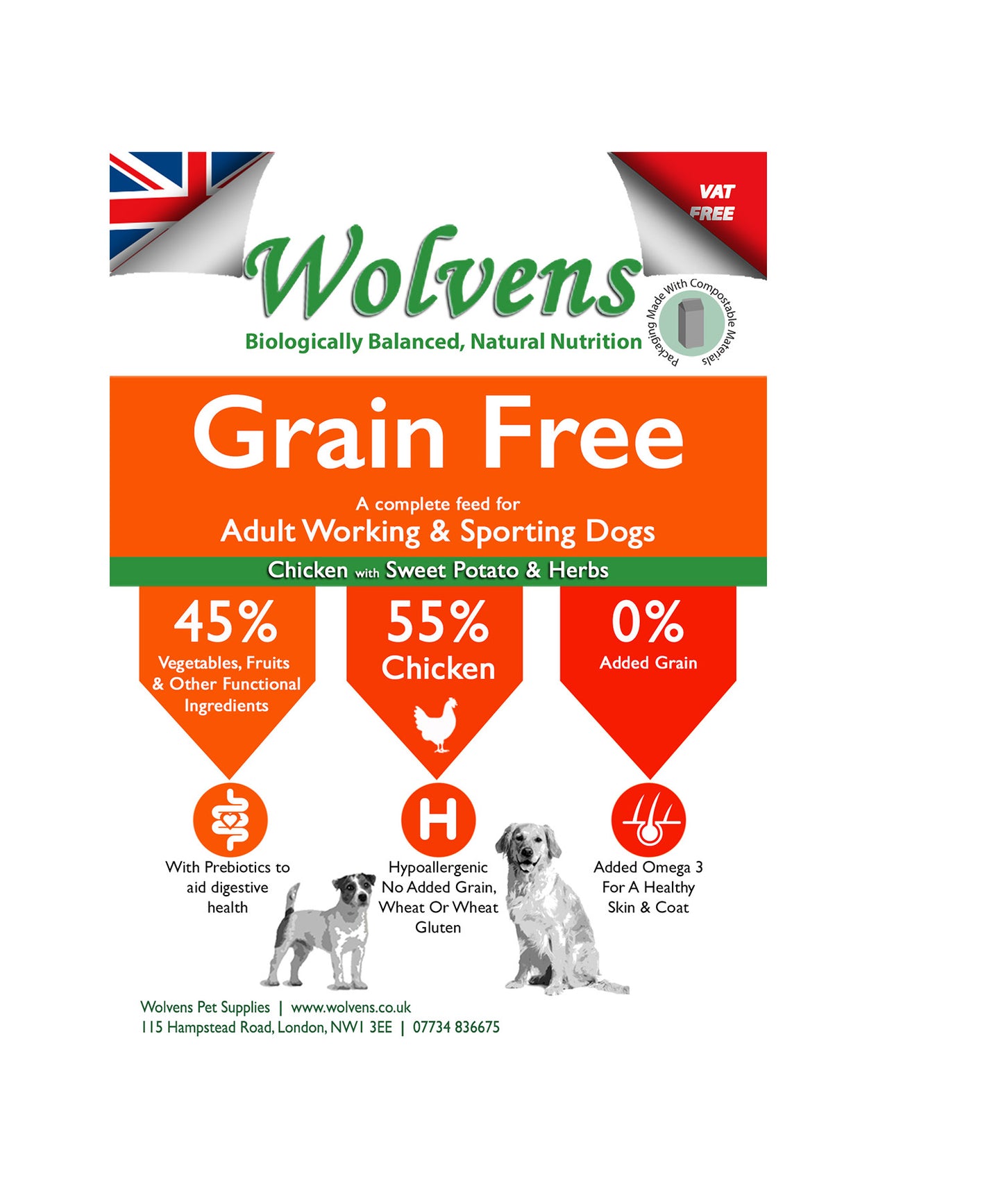 Wolvens Grain Free Adult Chicken with Sweet Potato & Herbs