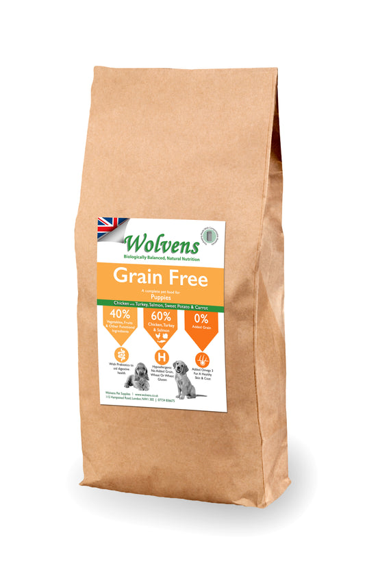 Wolvens Grain Free Puppy Food. Chicken with Sweet Potato, Carrot & Peas