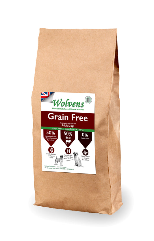 Wolvens Grain Free Adult Beef with Sweet Potato & Carrot.